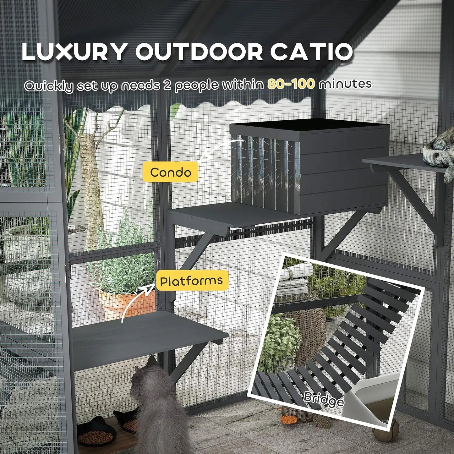 73" Catio Outdoor Cat Enclosure