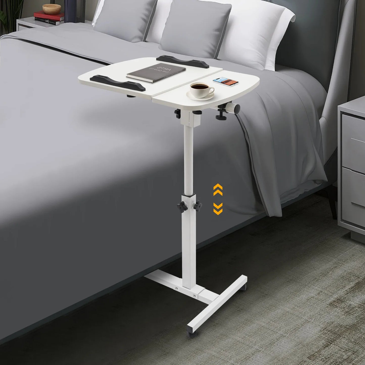 Adjustable Overbed Table with Wheels
