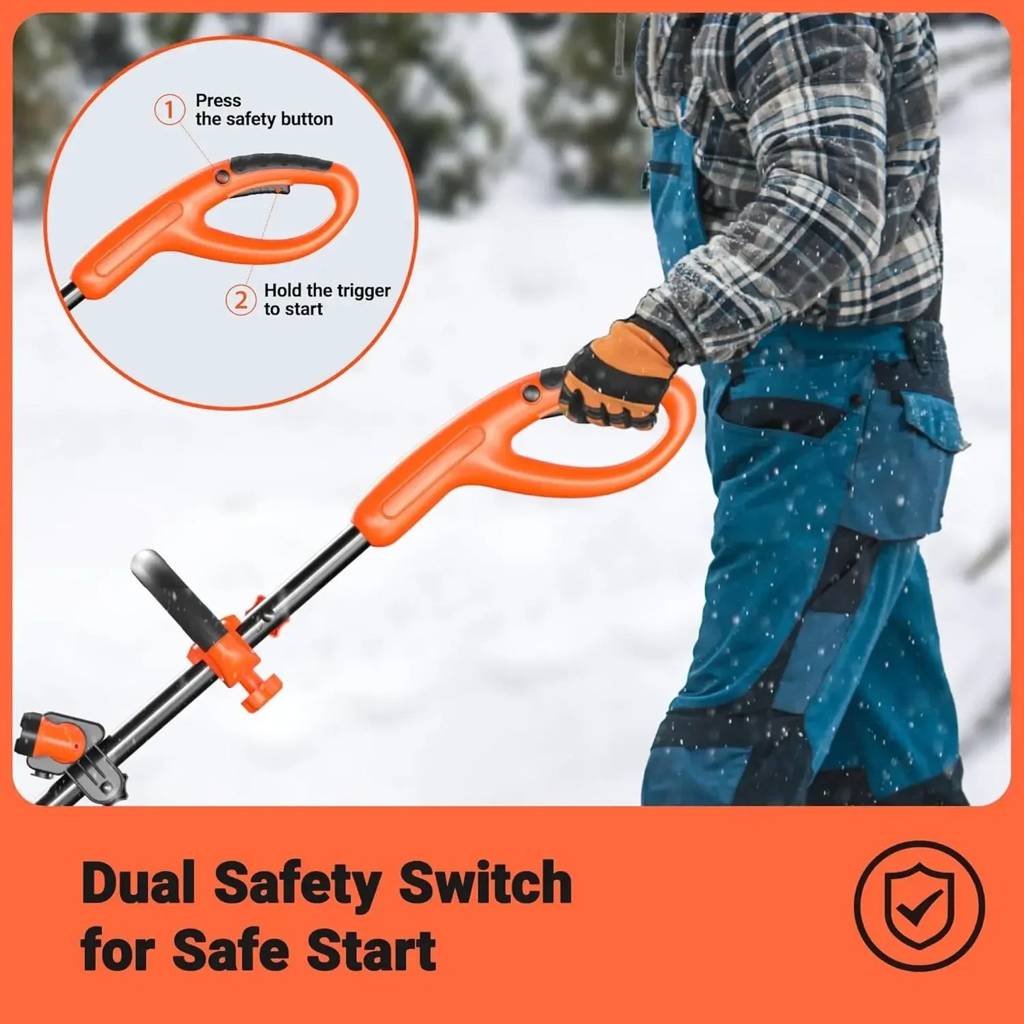 Cordless Snow Shovel with Wheels, 48V