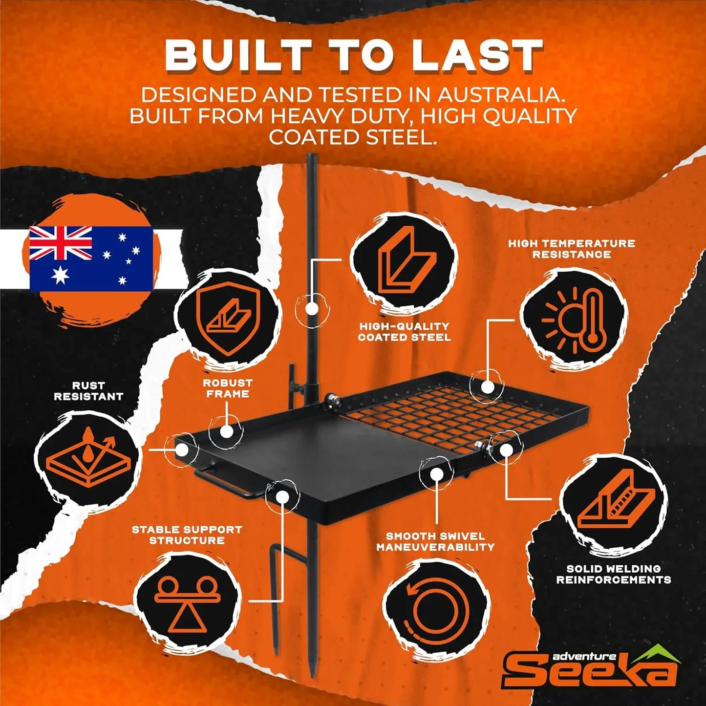 24" Folding Campfire Grill, Compact Swivel Grill Design