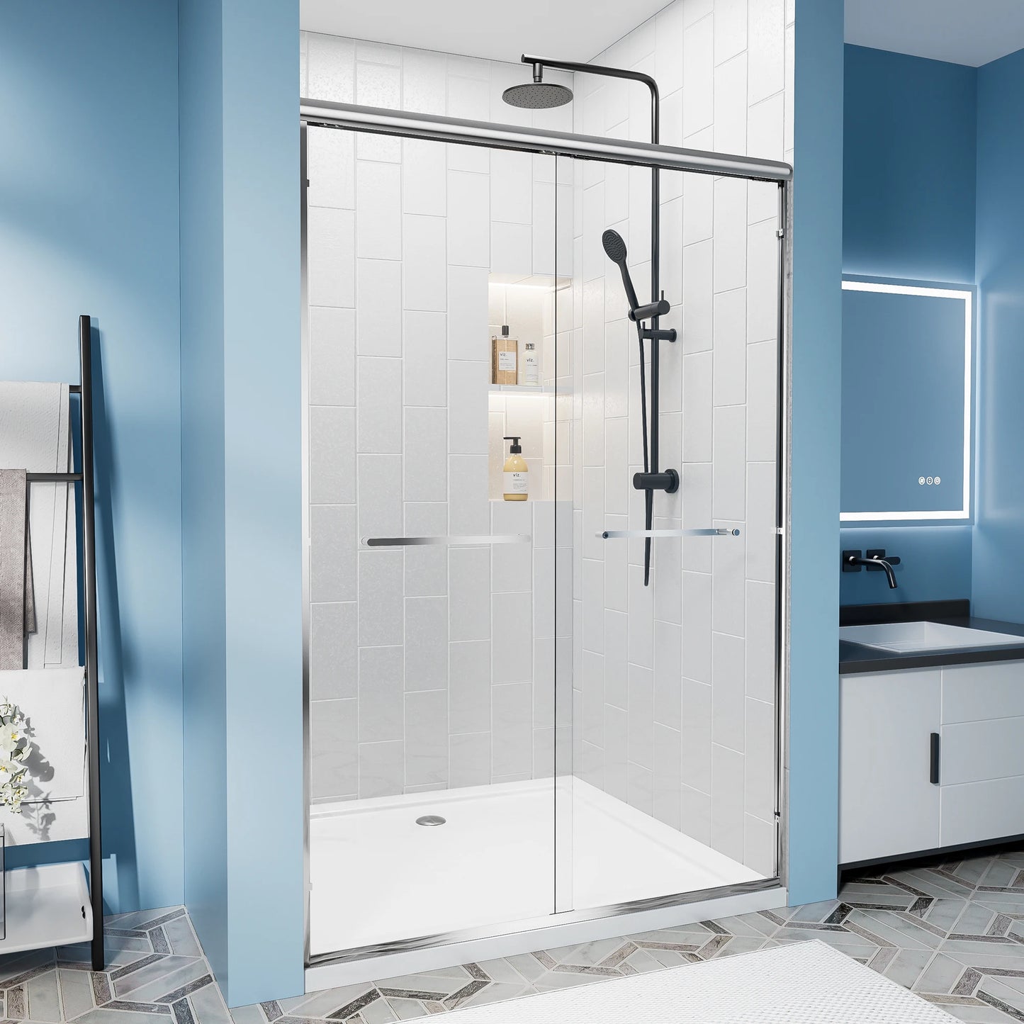 Sliding Door /w Tempered Glass for Walk-in Shower