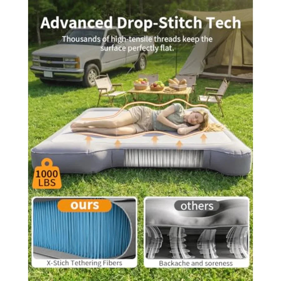 Truck tent camping air mattress: drop-stitch PVC for 6.0-6.5ft