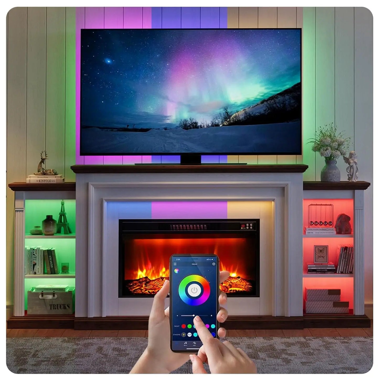 80" Modern Electric Fireplace TV Stand