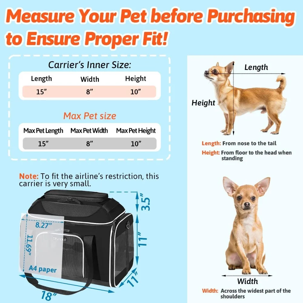 Pet Carrier with Wheels 18x11x11  Airline Approved