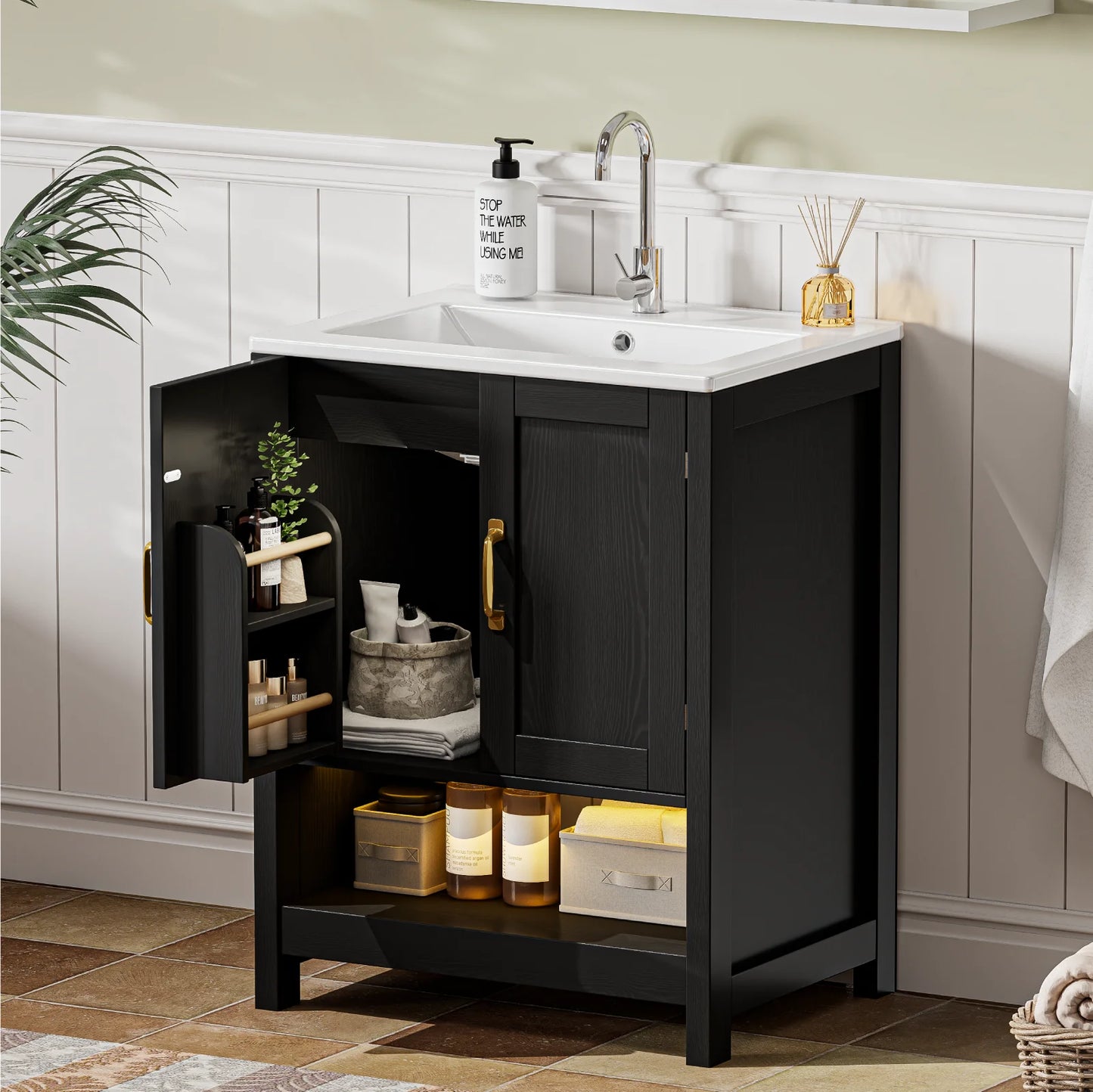 24" Freestanding Bathroom Vanity with Sink