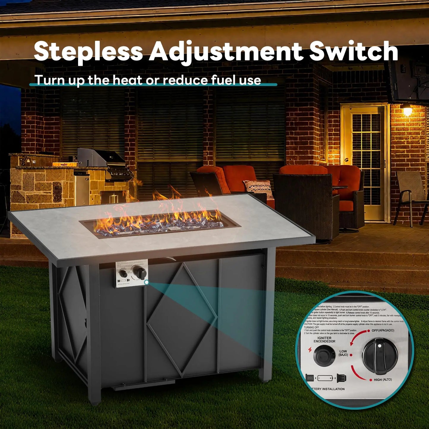 43 Inch Outdoor Propane Fire Pit