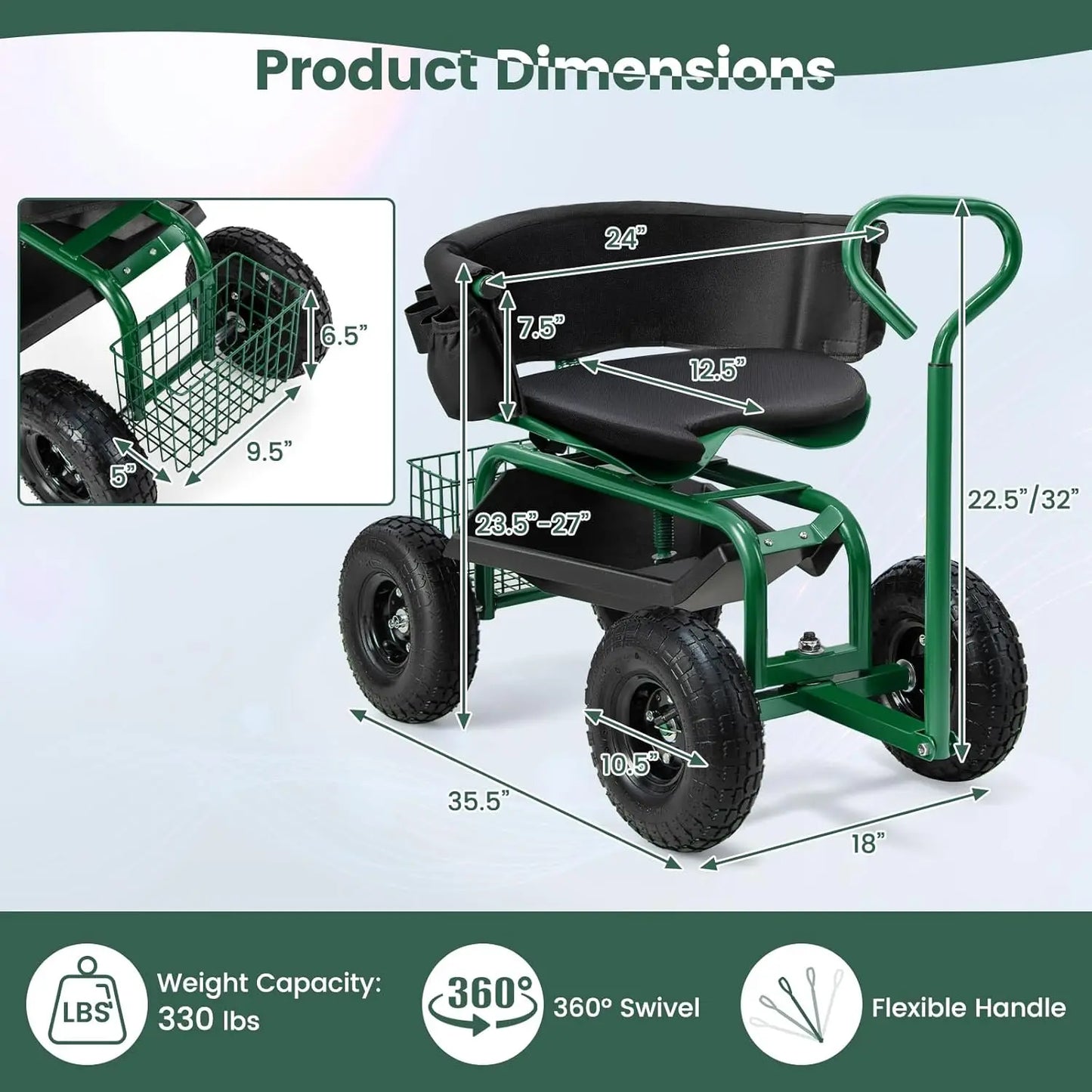 Rolling Gardening Seat with Wheels
