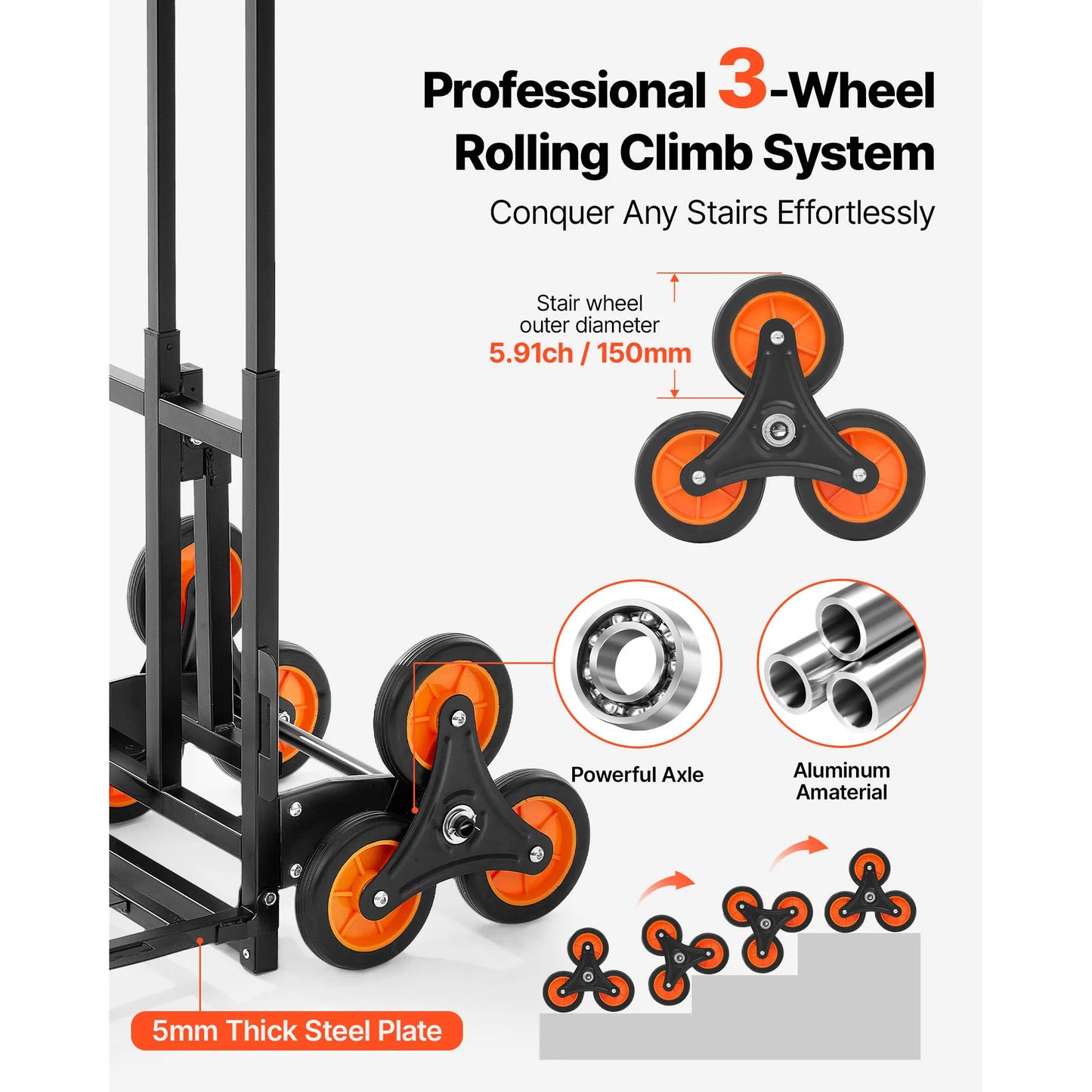 220LBS Stair Climbing Cart