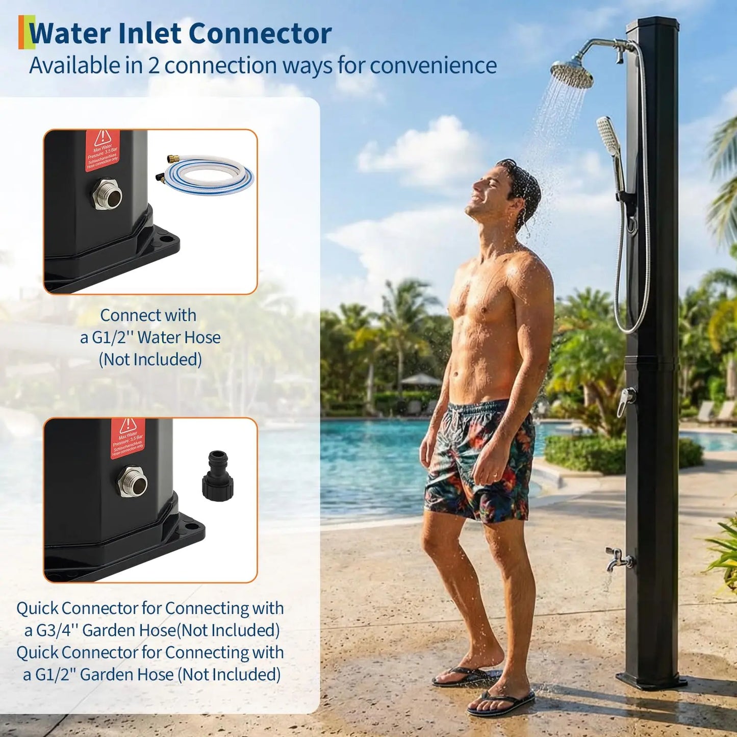 Solar Heated Pool Shower