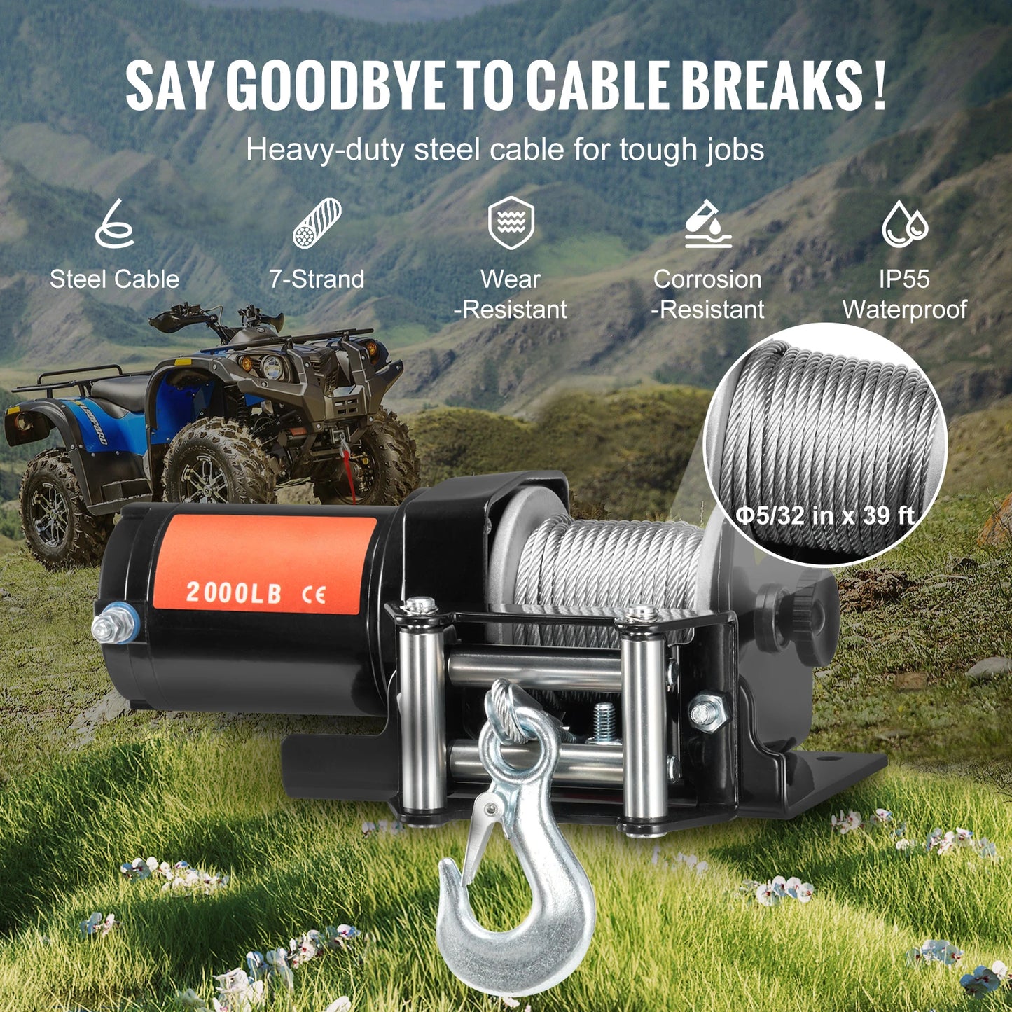 2000lbs Electric Winch