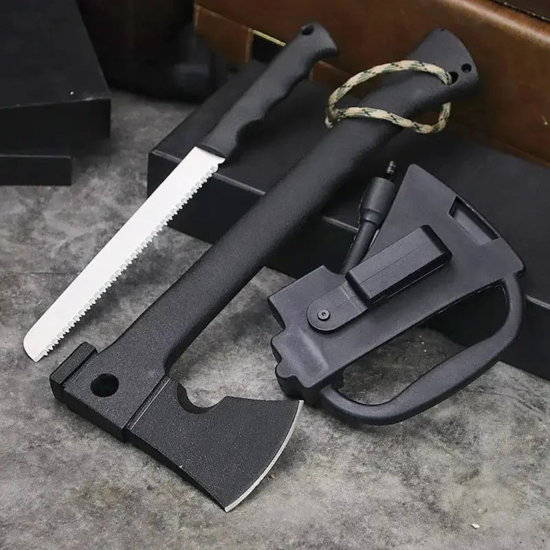 Camping Hand Axe with Nested Serrated Wood Saw Knife and Magnesium Fire Starter Tool