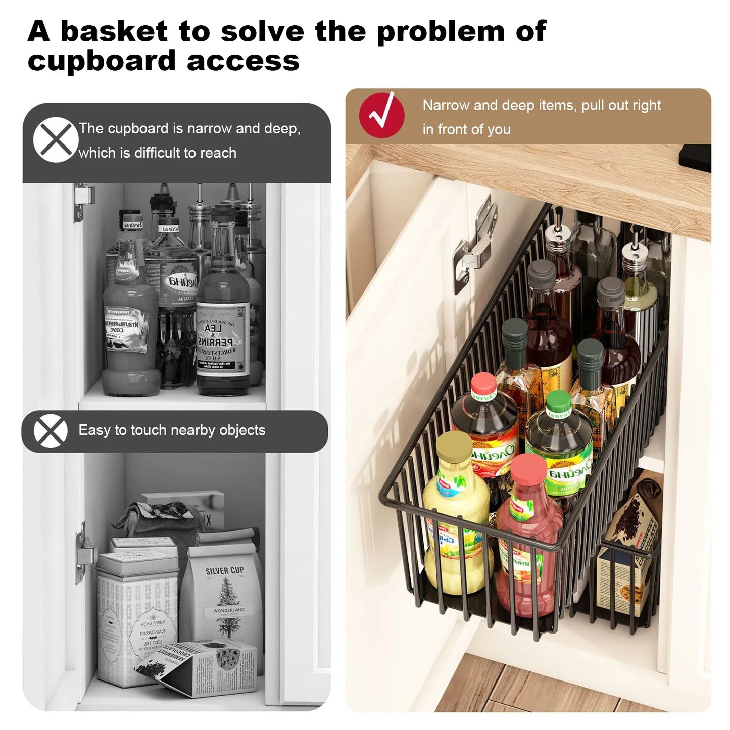 Pull Out Cabinet Organizer, 2 Pack