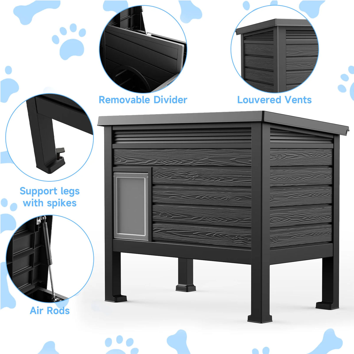 Weatherproof Plastic Cat House with Heating Pad