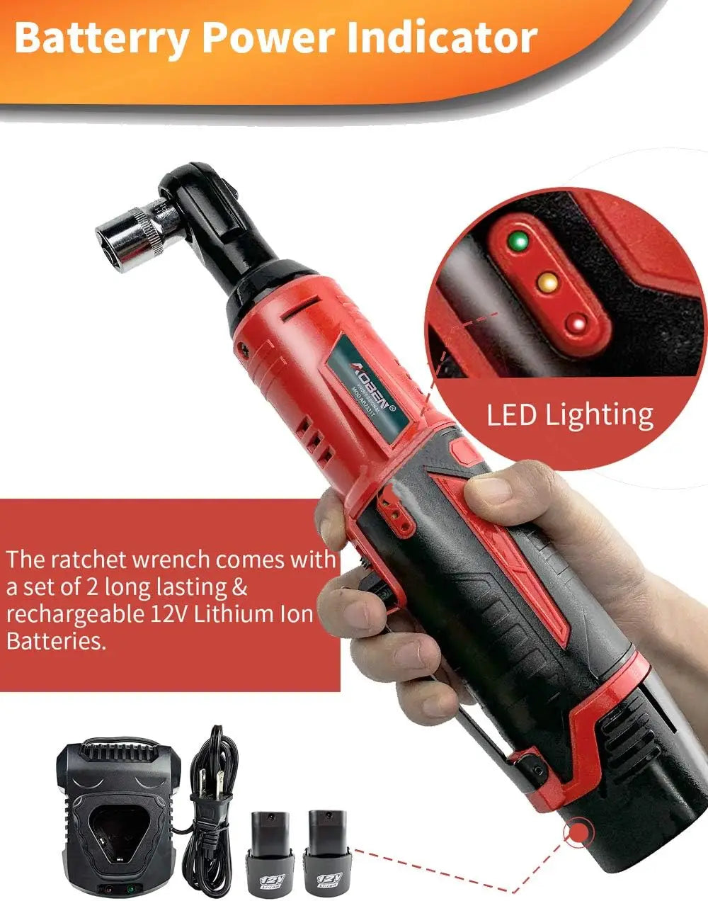 Cordless Ratchet Wrench Set, 3/8"