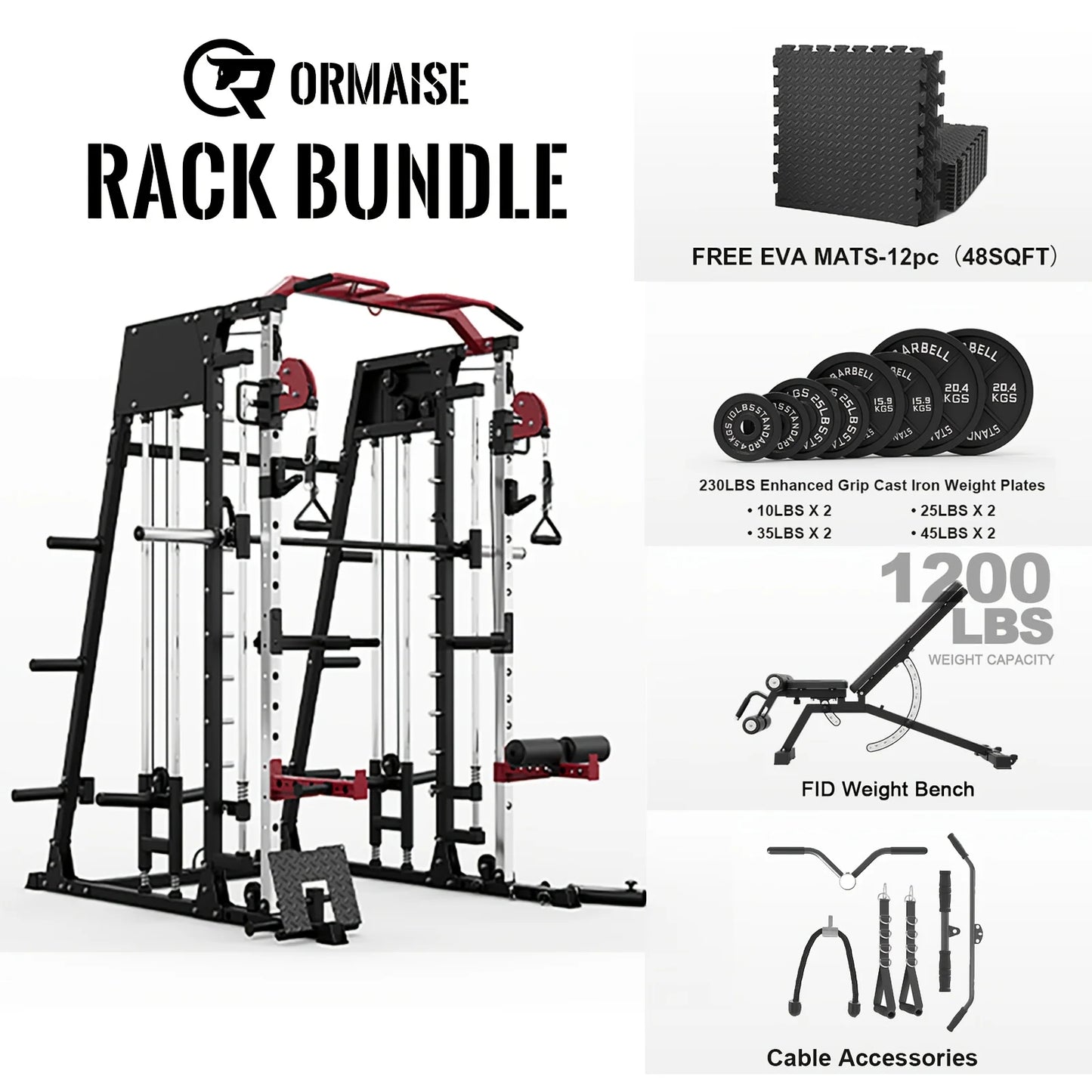 2200lbs Smith Machine Home Gym