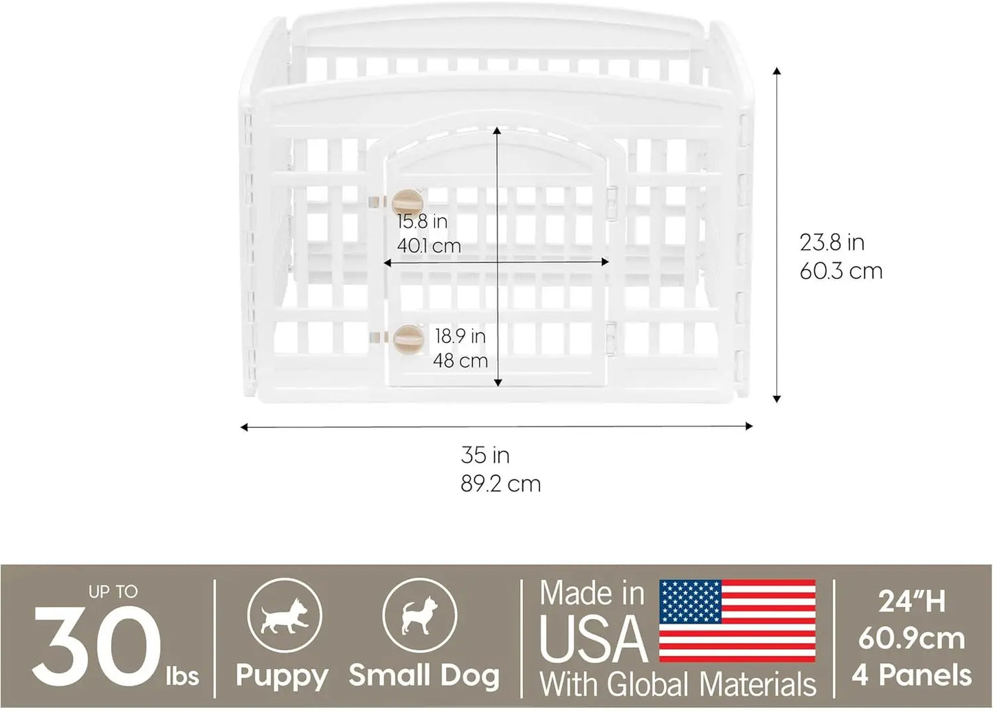 Puppy Playpen with Door, 35x35x24 Inches