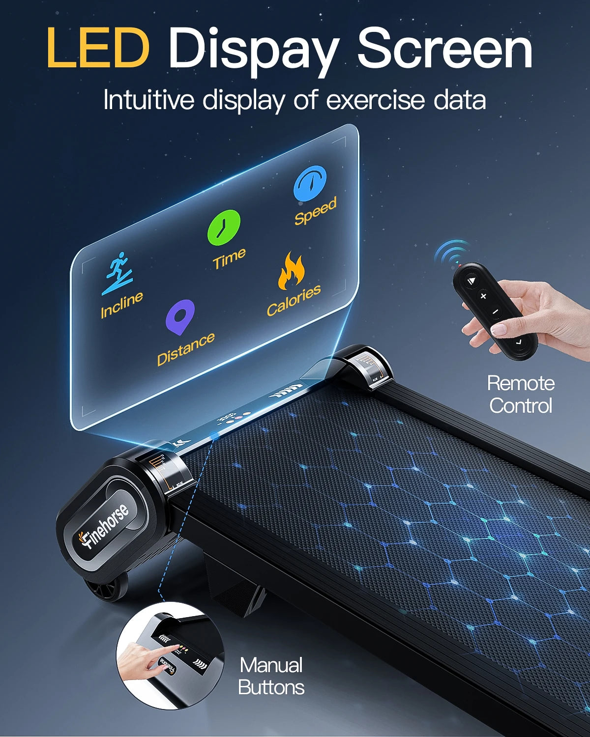 Treadmill with Auto Incline and Remote Control