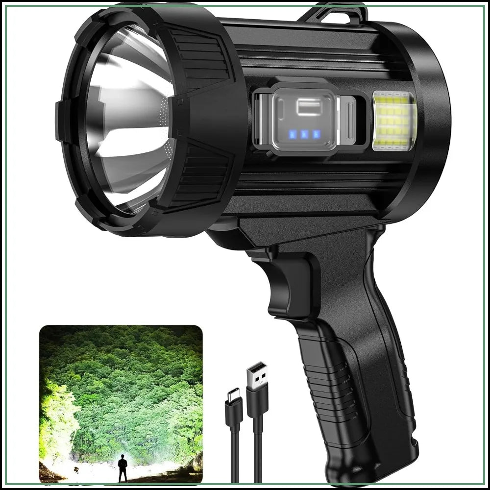 2000000 Lumens Rechargeable Spotlight w/ Solar Panel