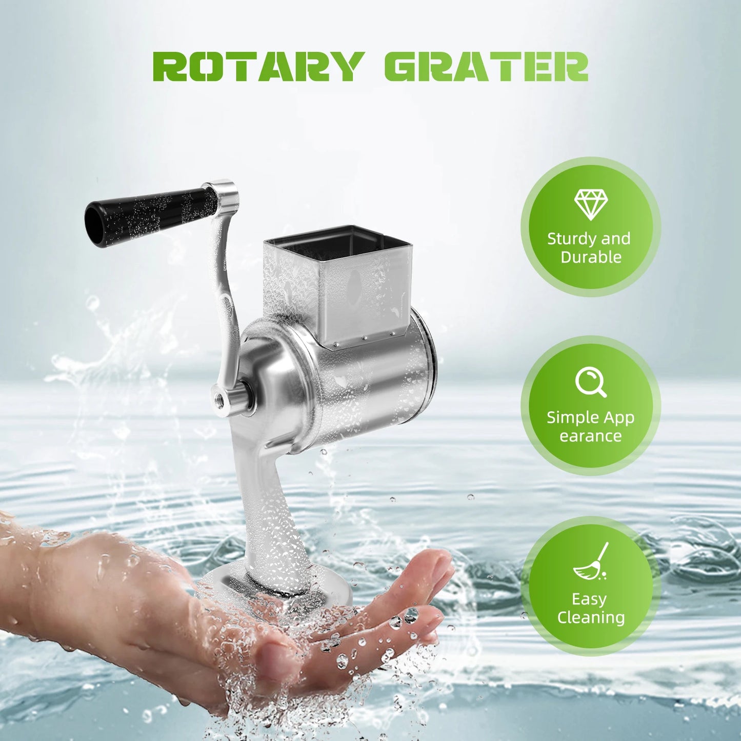 Rotary Grater W/5 Blades Stainless Steel Manual
