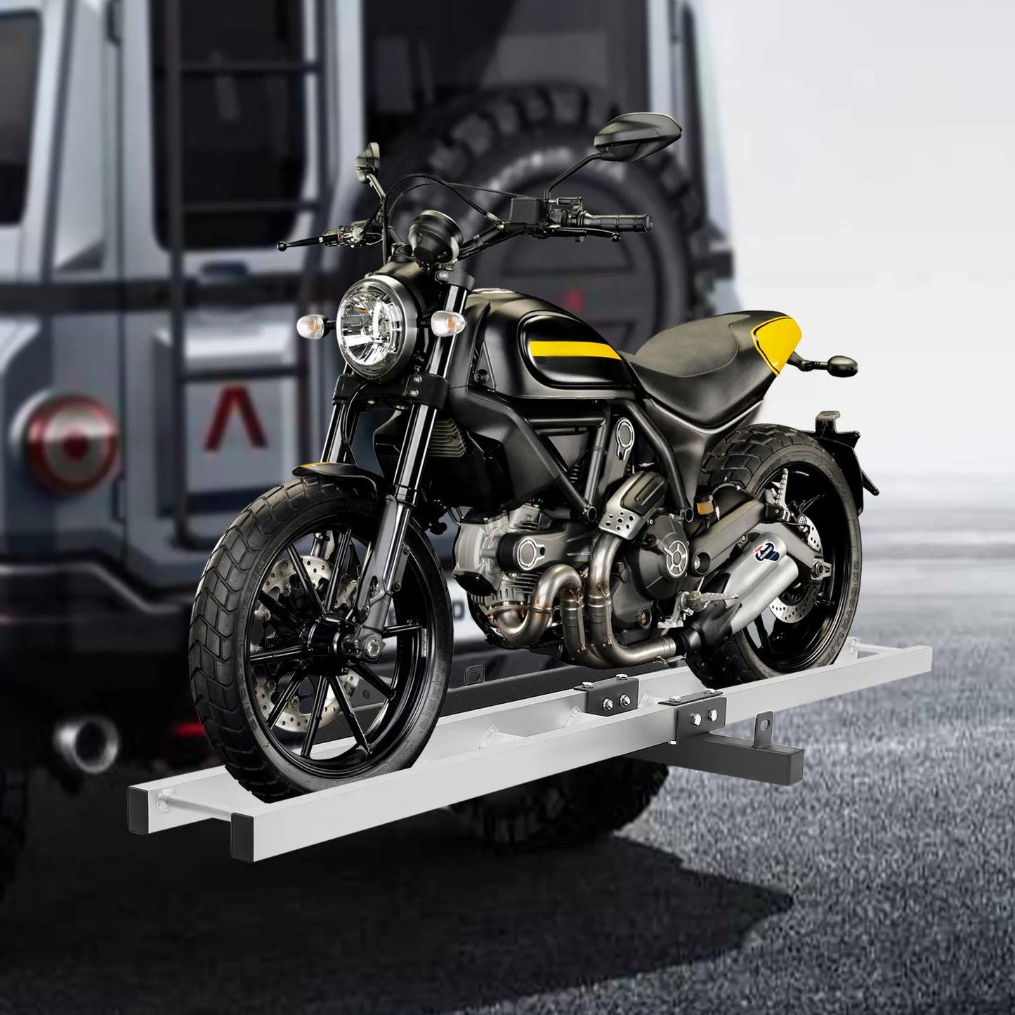Aluminum Motorcycle Carrier with Loading Ramp, 500lbs
