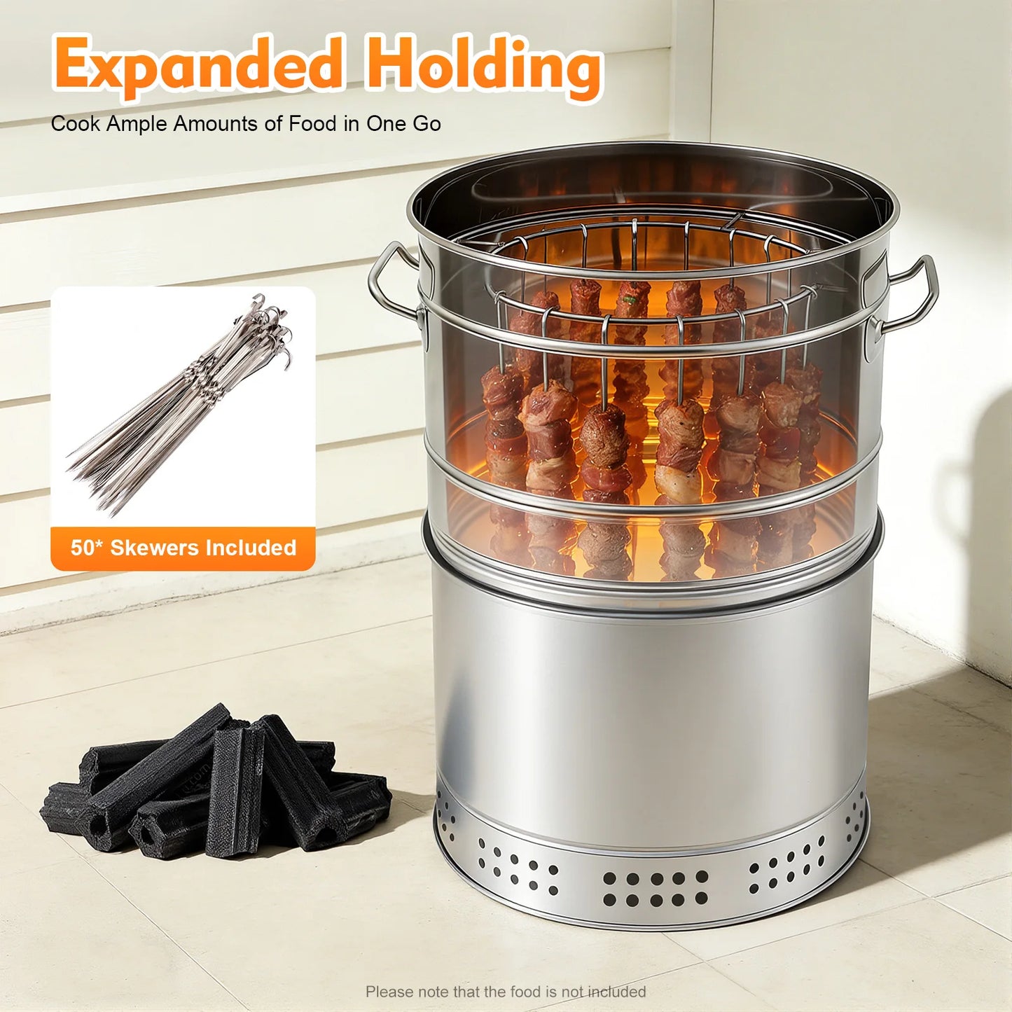 Smokeless Vertical Charcoal BBQ Grill