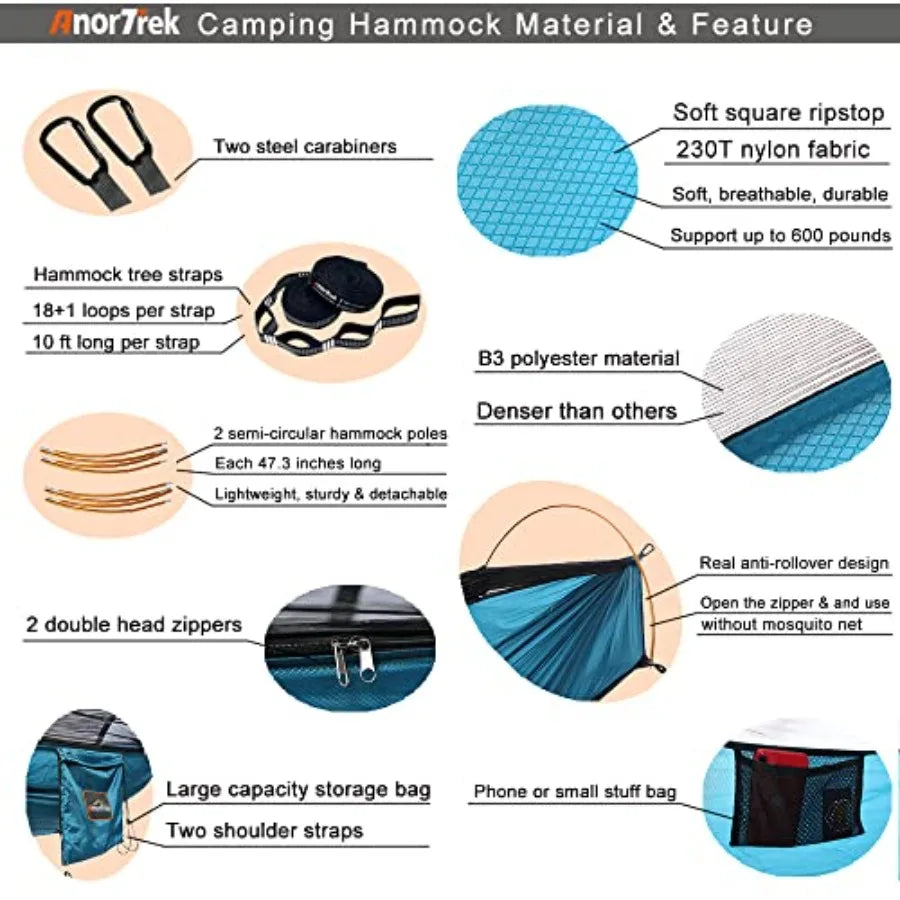 Camping Hammock with Mosquito Net and Rain Fly Tarp