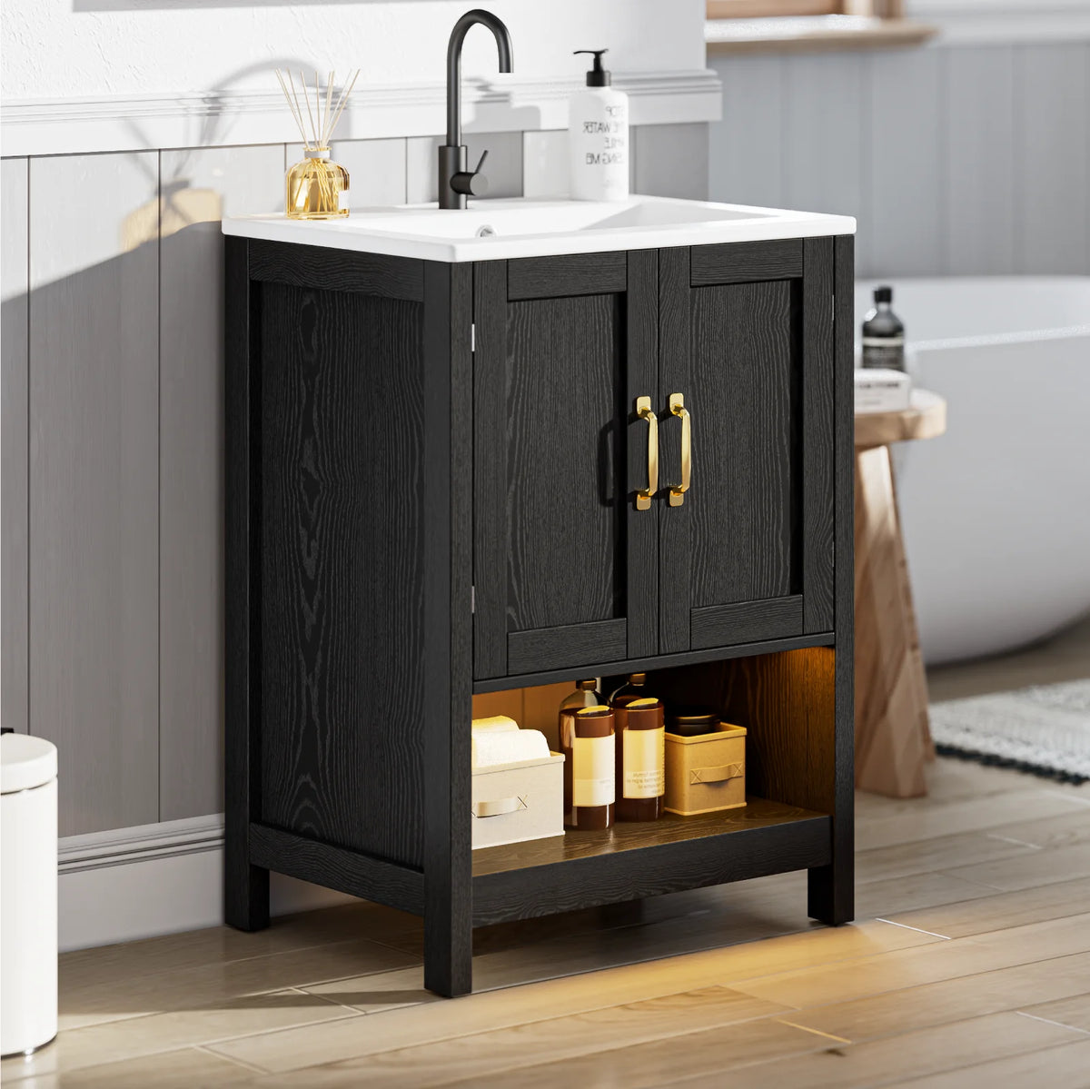 24" Freestanding Bathroom Vanity with Sink