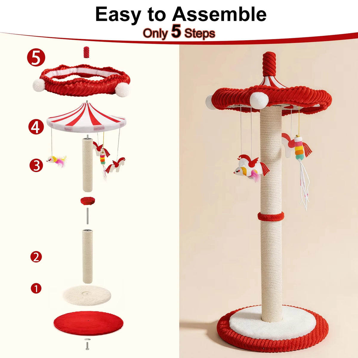 Cat Scratching Post with Hanging Toys