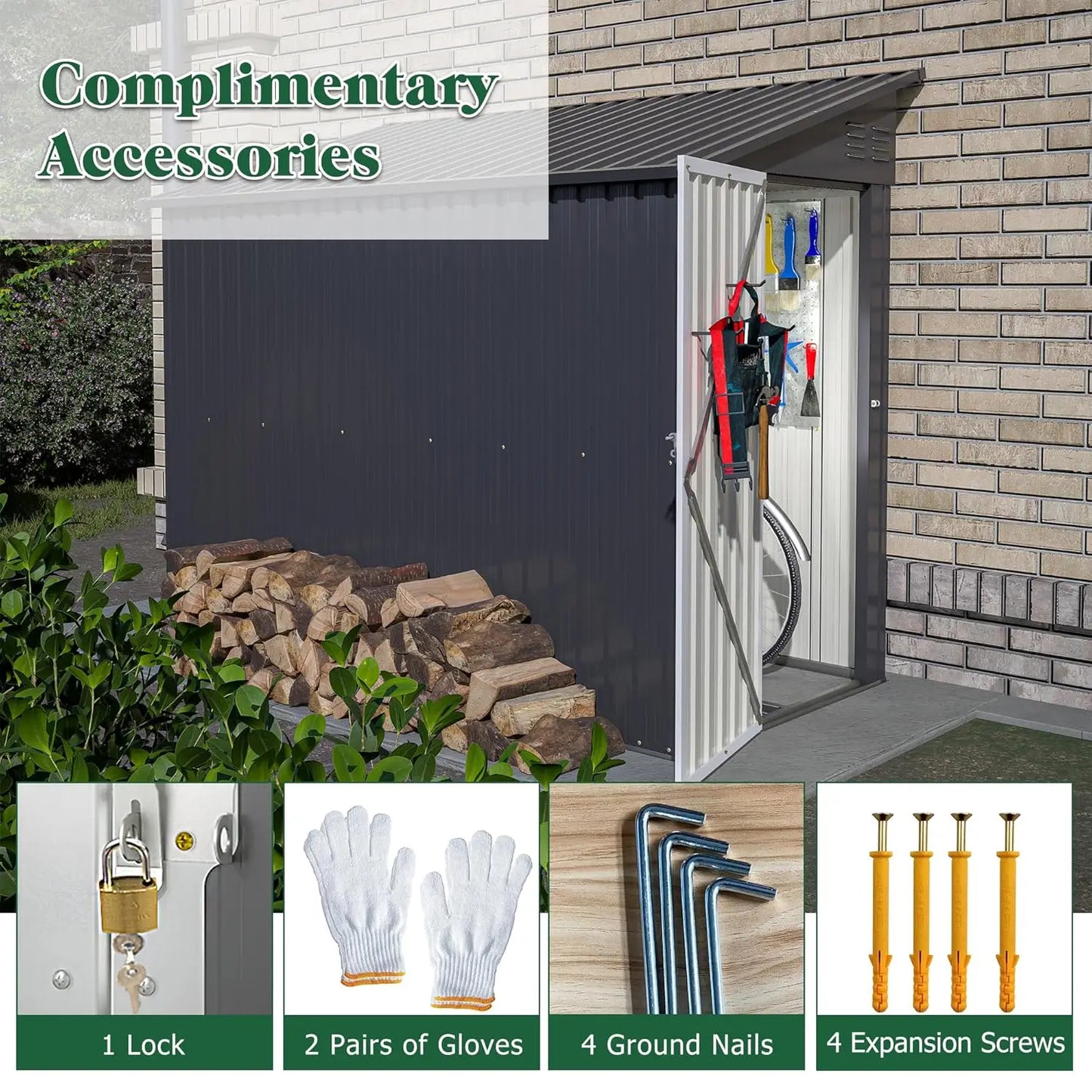 4x8 FT Metal Storage Shed Lean to