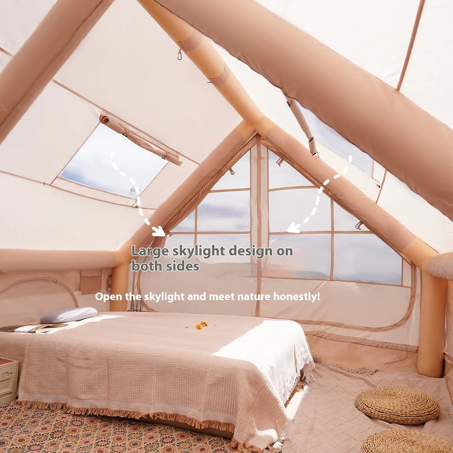 Inflatable , Luxury Camping Tents With Stove Plug