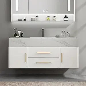 Floating Bathroom Vanity (Walnut with Doors, 39.4'')