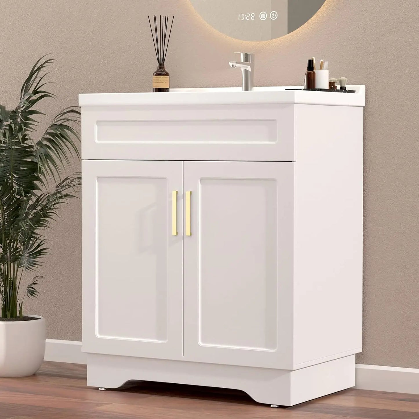 Bathroom Vanity with Ceramic Sink, 32-Inch