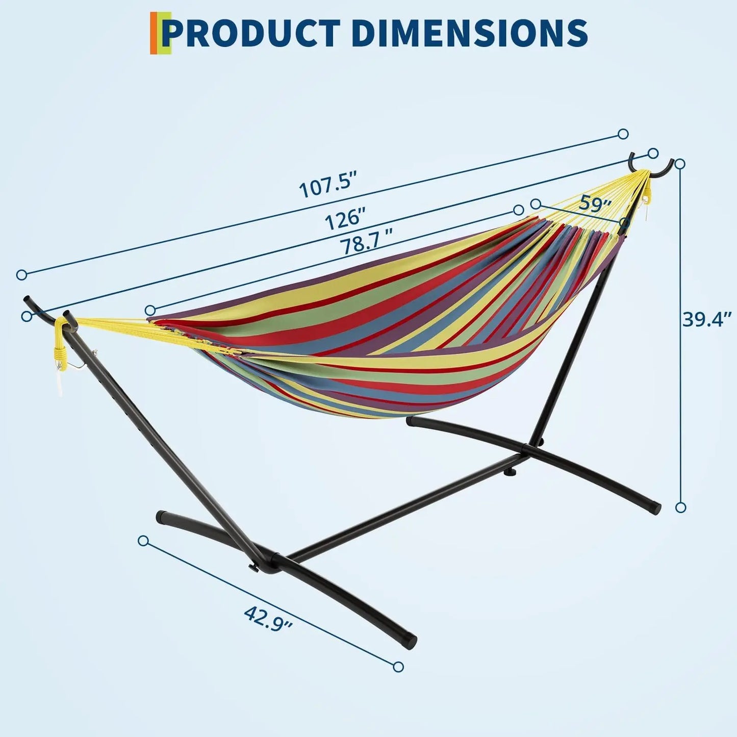 2 Person Double Hammock with Heavy Duty Steel Stand