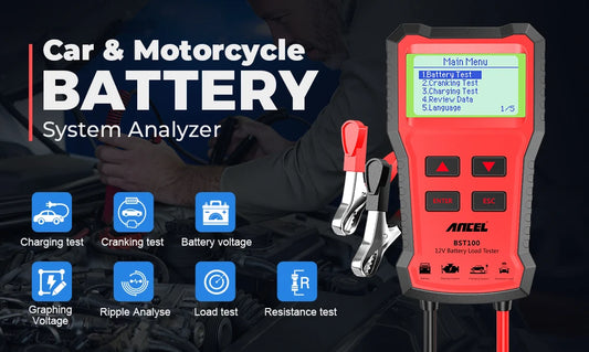 OBD2 12V Cell 100-2000CCA 30-220Ah Battery System Detect