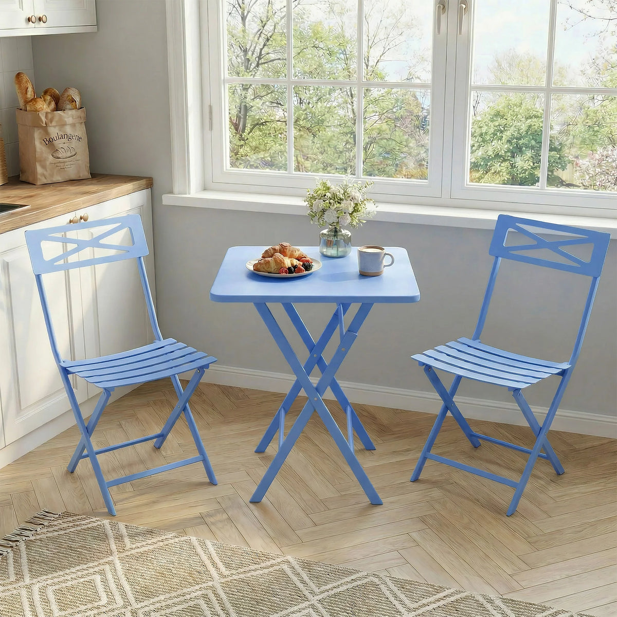 BLUE Folding 3-Piece Bistro Set