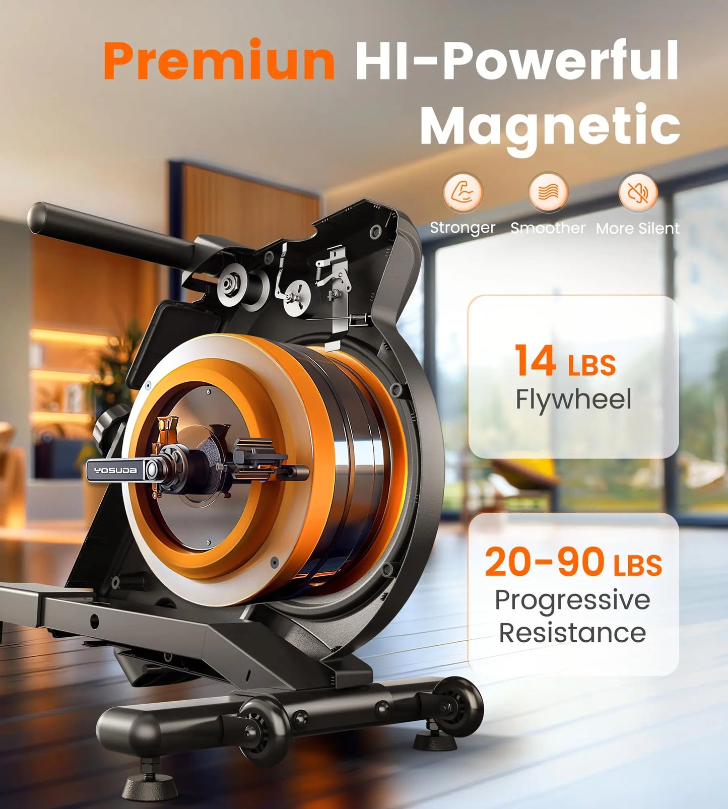 Magnetic Rowing Machine  Use with Bluetooth, App