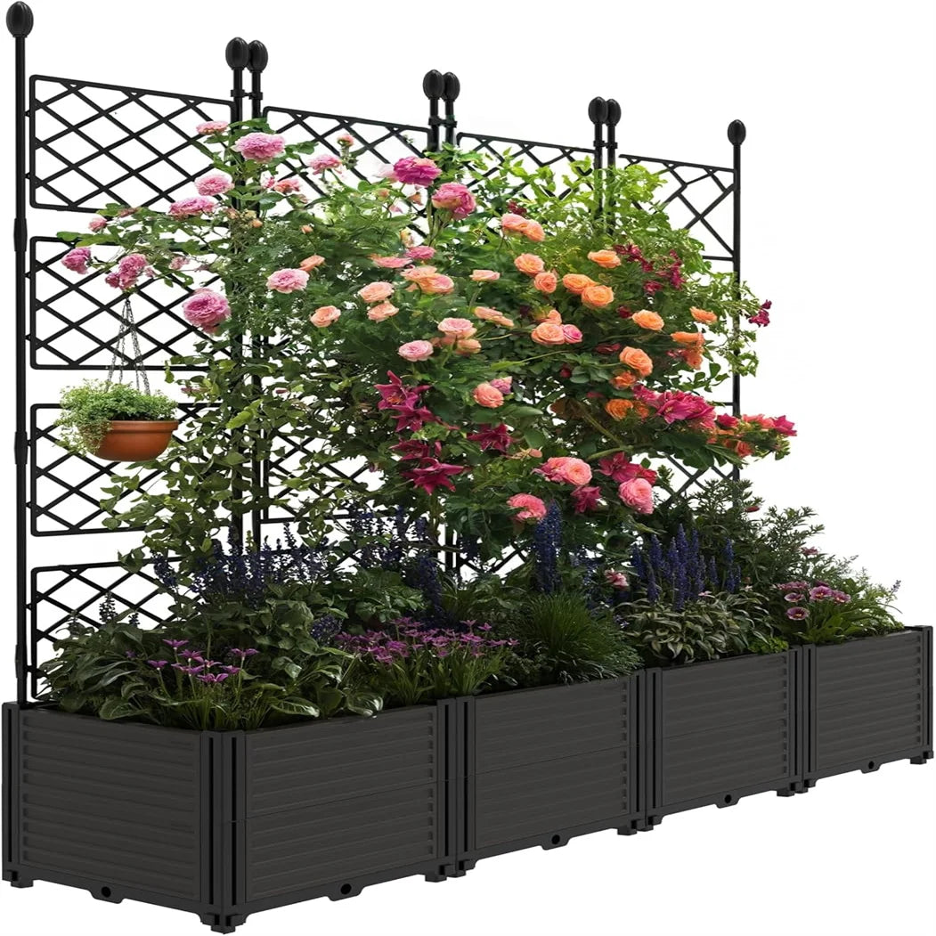 Plant Box with Metal Trellis