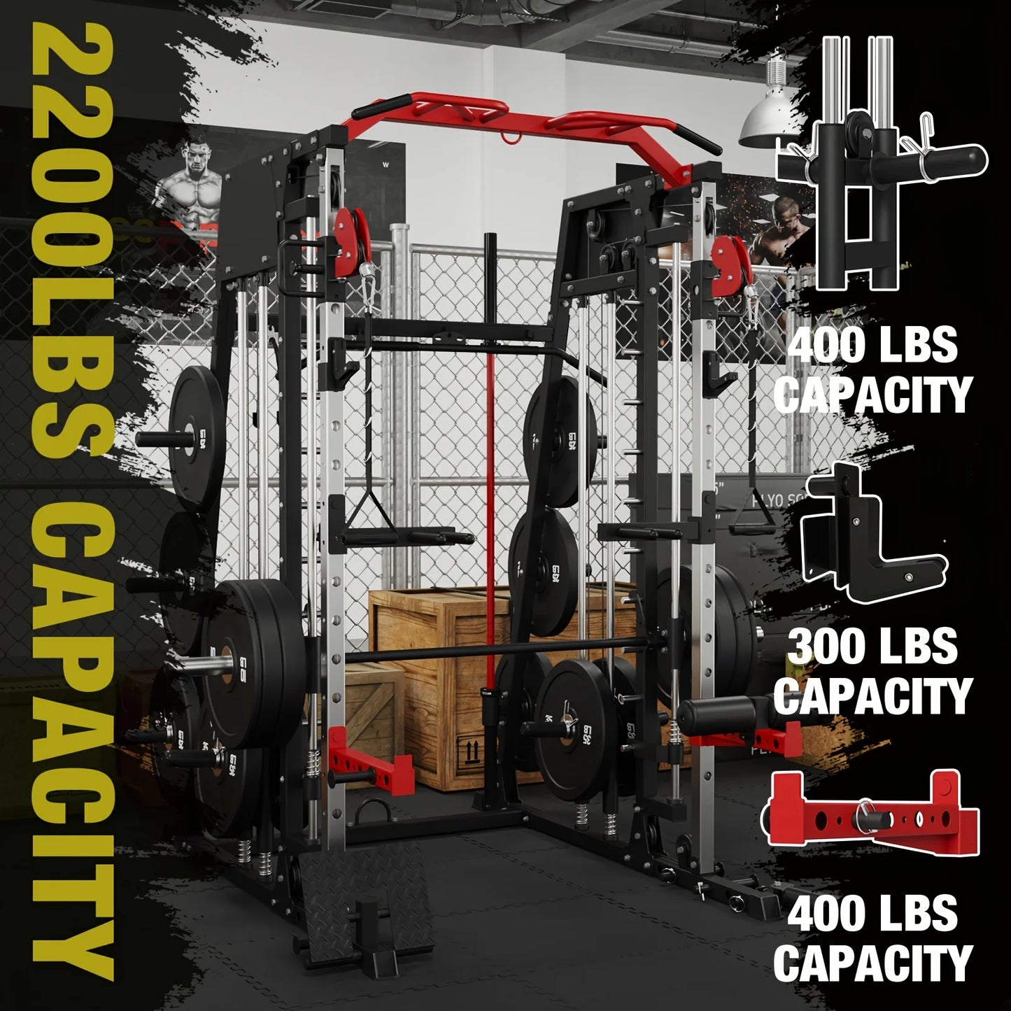 2200lbs Smith Machine Home Gym