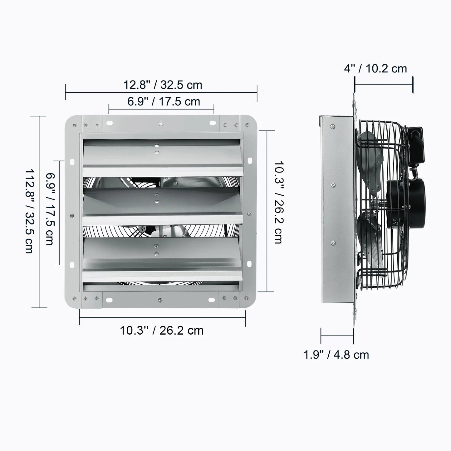 Wall Mount Attic Shutter Exhaust Fan AC