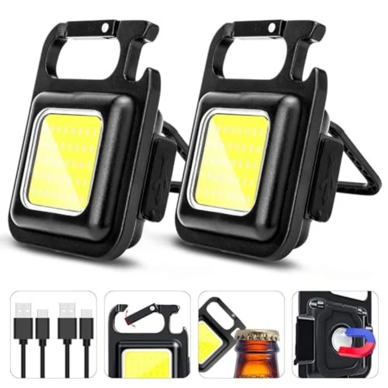 2pcs Super Bright MINI COB Keychain Flashlight