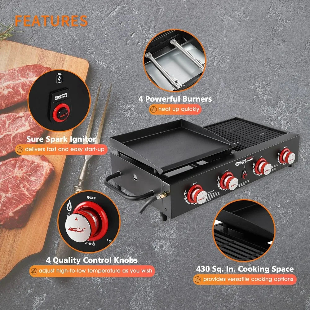 4-Burner Tailgater Grill and Griddle Combo