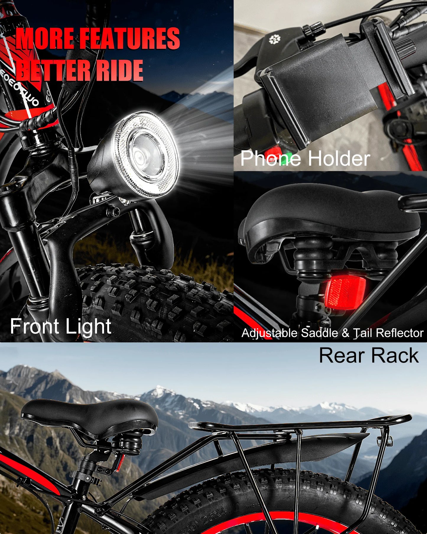1500W Fat Tire Electric Bike for Adults 26"x4.0 All Terrain Ebike 34MPH Fast Mountain E-Bike 48V Long Range Snow Beach Bicycle