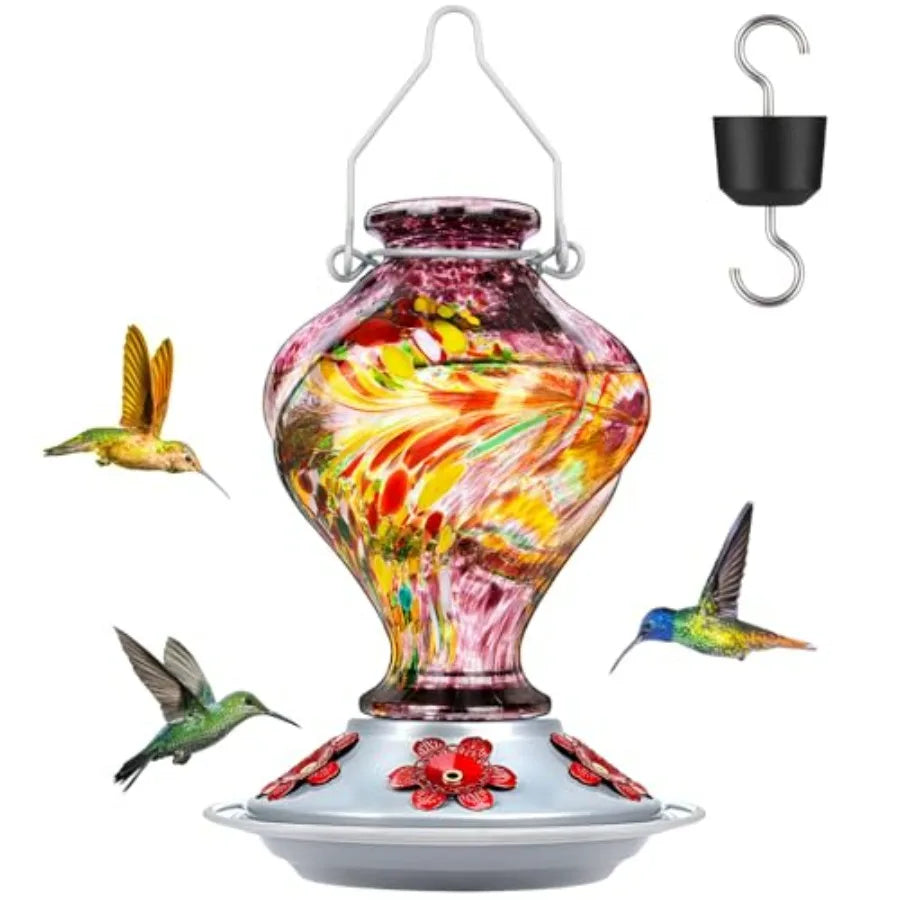 Hummingbird Feeder, Hand Blown Glass
