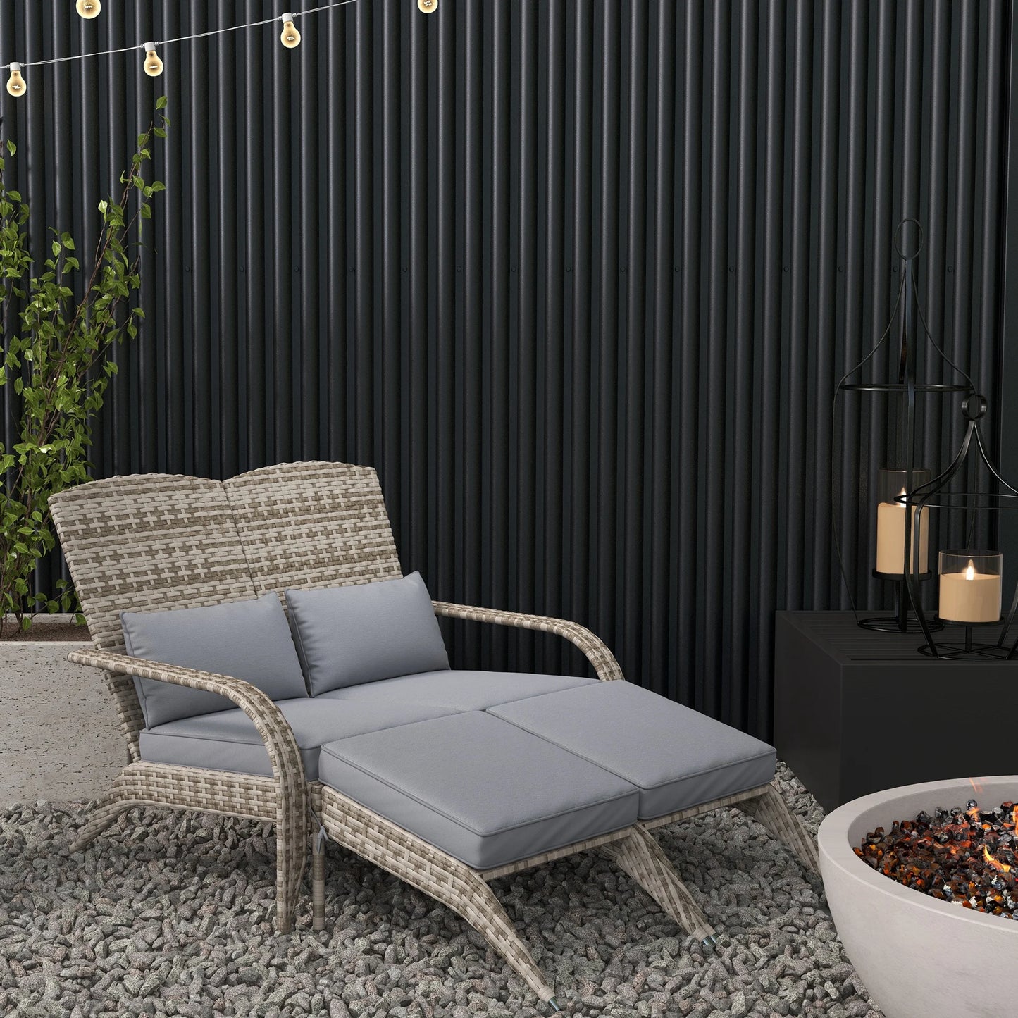 Patio Wicker Adirondack Chair with Cushion