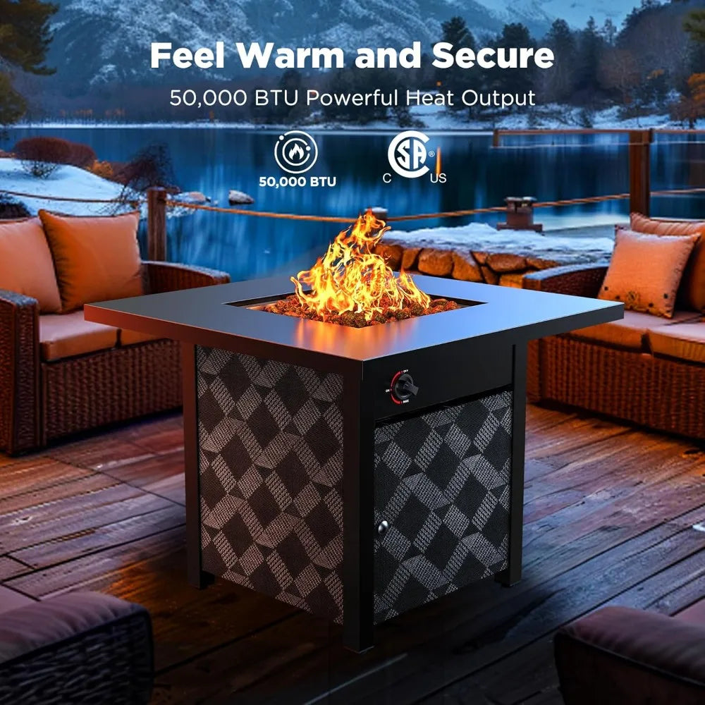 32 Inch Propane Fire Pit Table, 50000 BTU