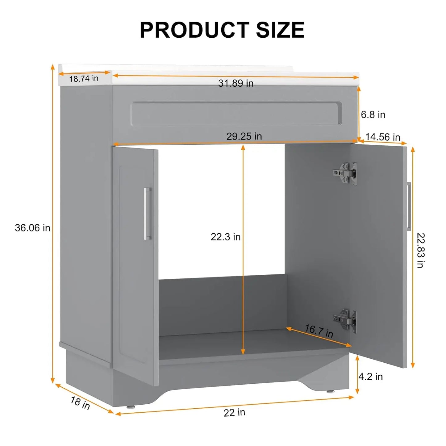 Bathroom Vanity with Ceramic Sink, 32-Inch