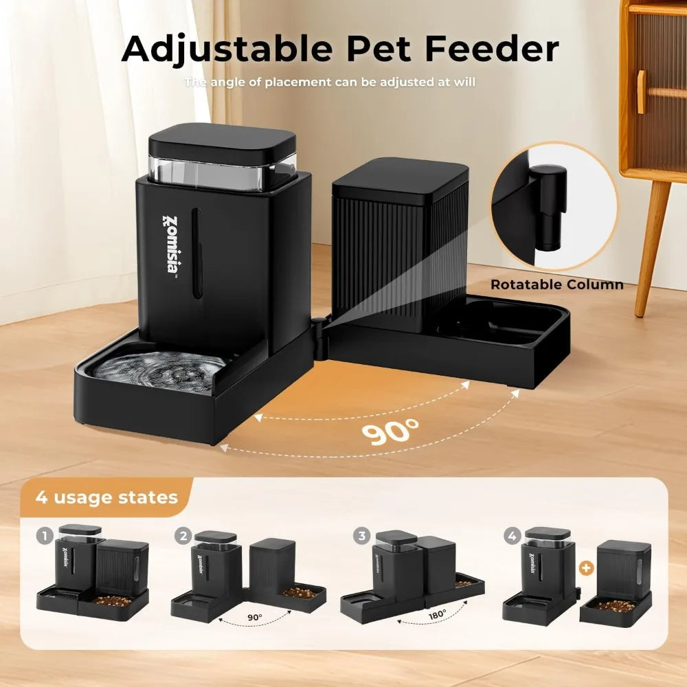 2-in-1 Automatic Cat Feeder & Water Dispenser Set, Gravity Feed
