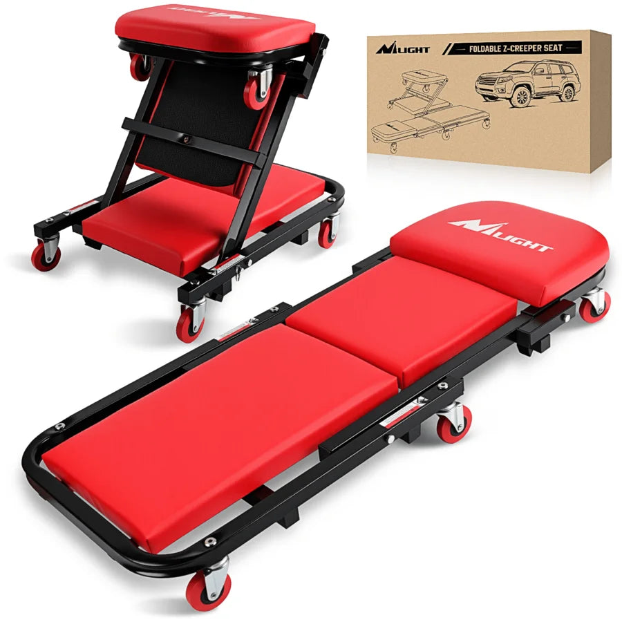 2-In-1 Folding Rolling Mechanic Seat