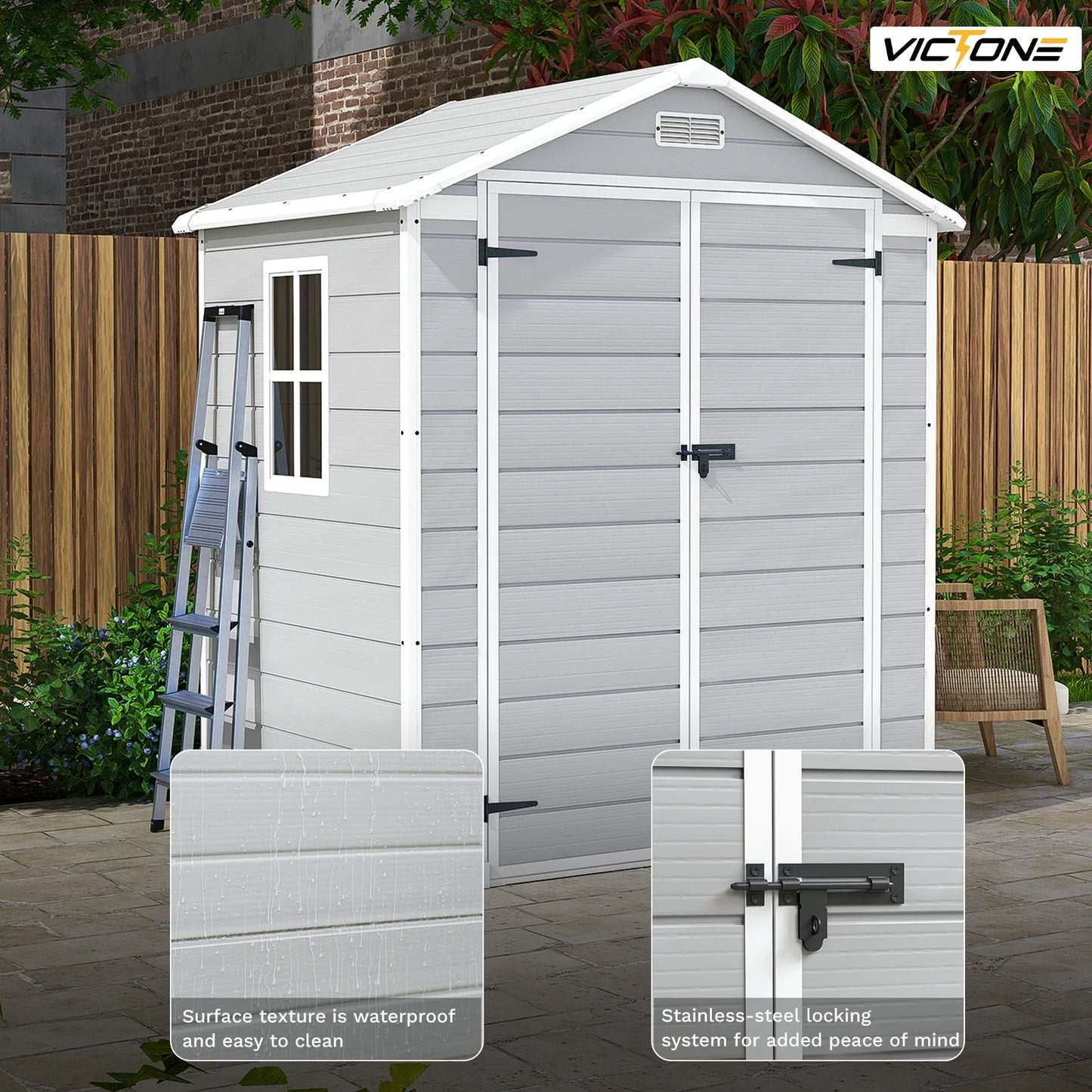 6' x 4' Plastic Storage Shed with Floor