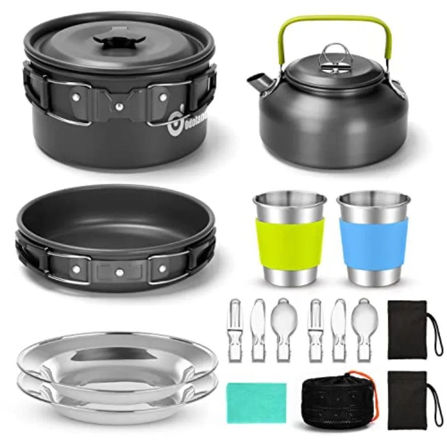 15pcs Camping Cookware Kit w/Tableware